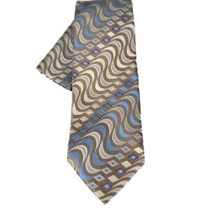 St. Patrick Men's Tie Hanky Set Beige Cream Royal Blue Microfiber 3.5" Wide